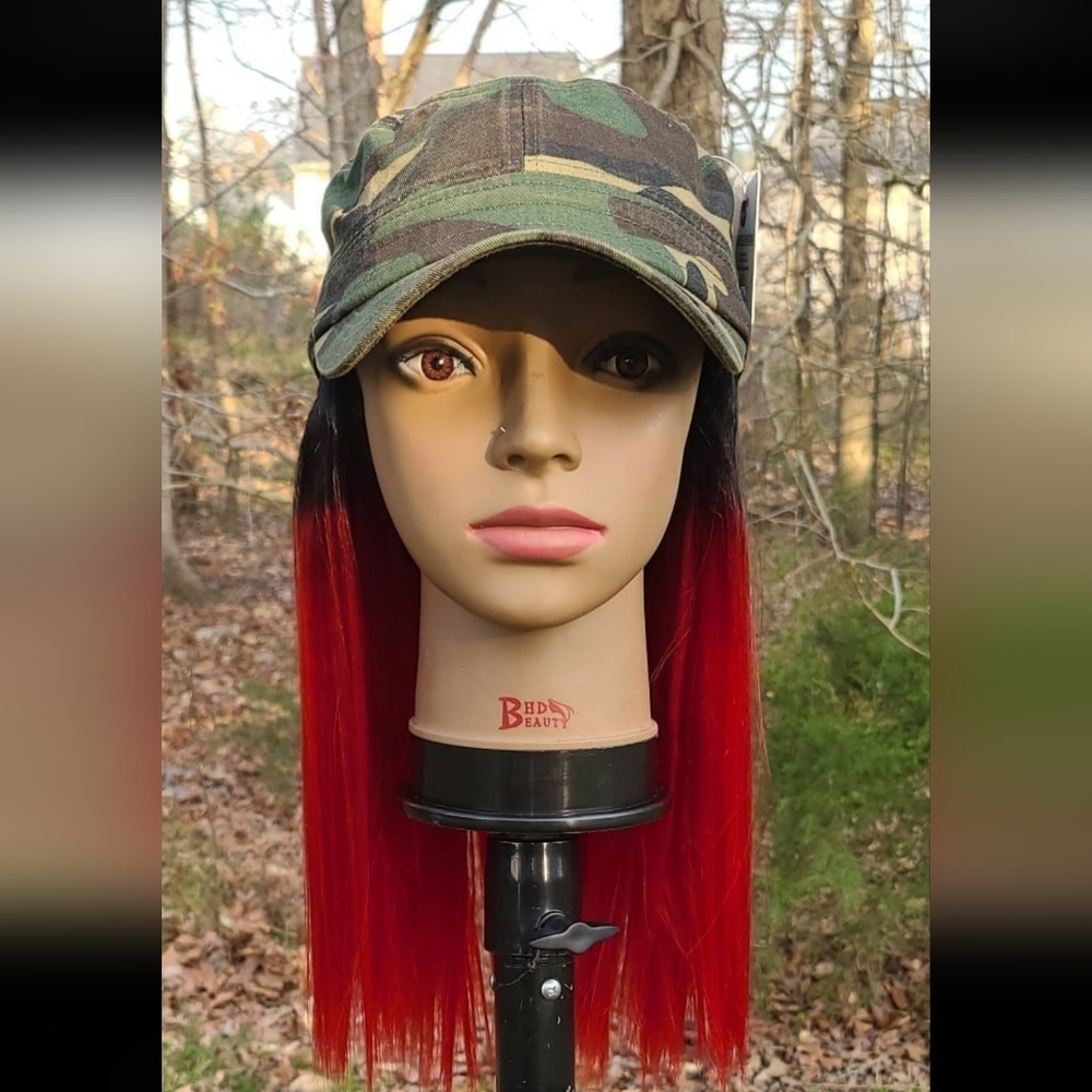 Red and Black Human Hair Wig